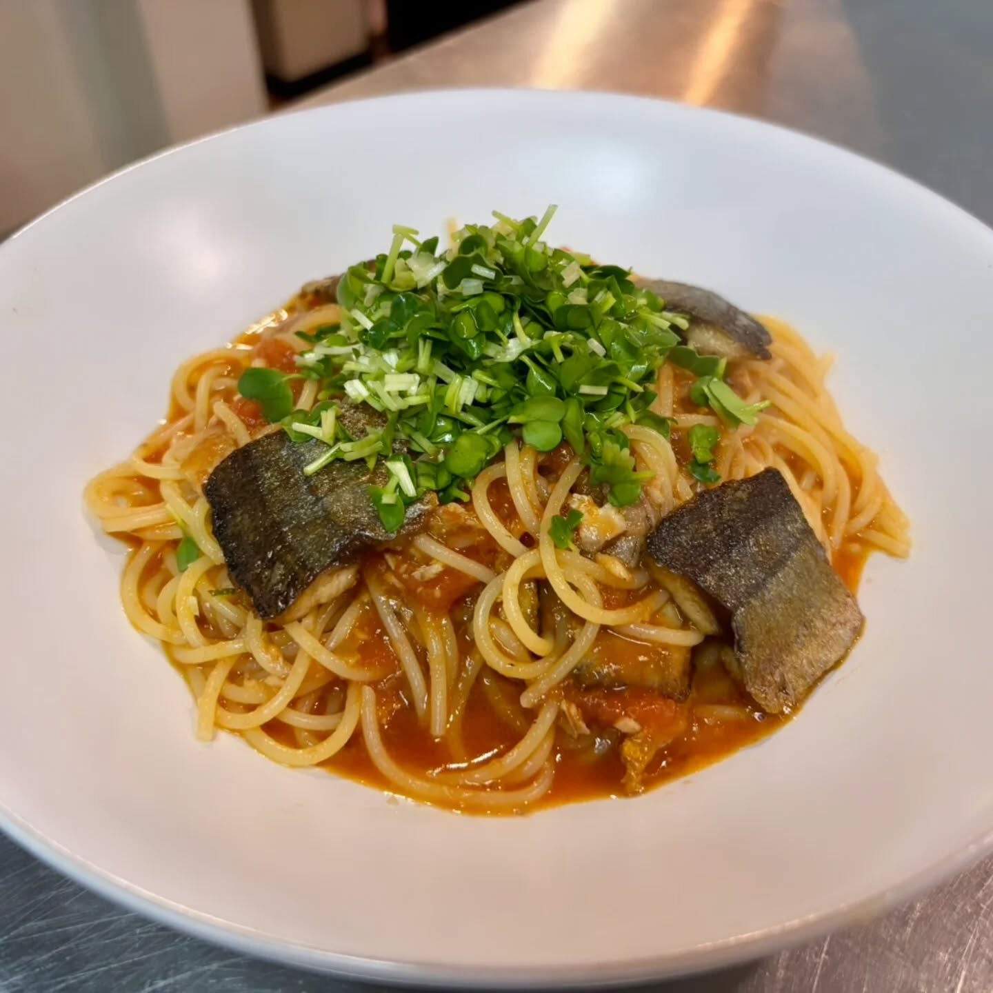 柚子が香る秋刀魚のスパゲッティ😊